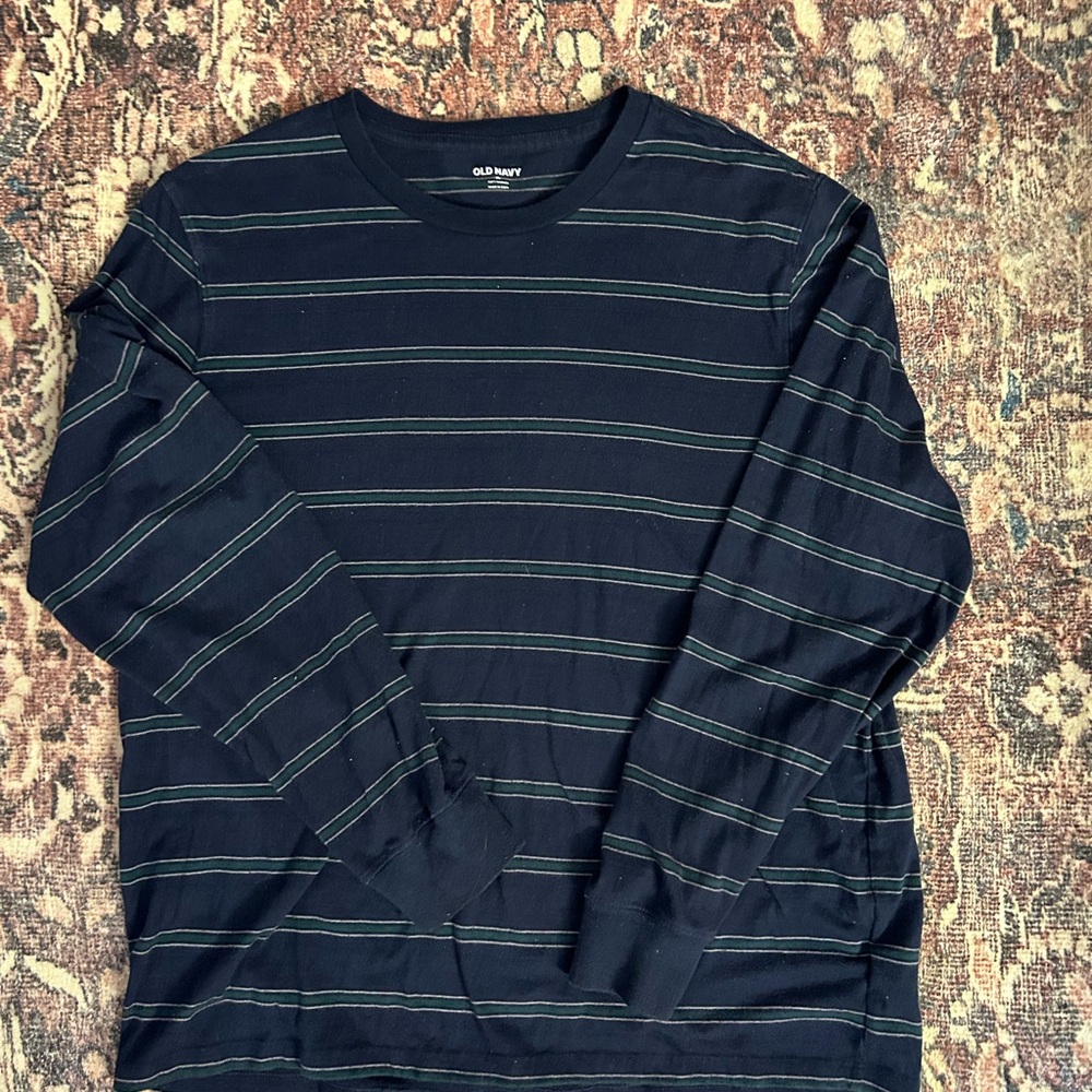 Old Navy Men's Navy Striped Long Sleeve Tee
